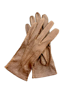  Women's Peccary leather gloves, size 6.5, Marron