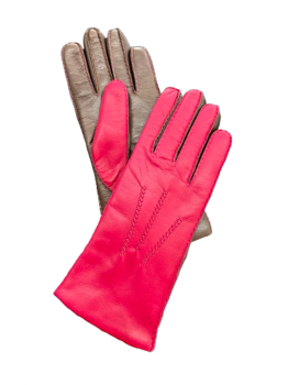 Women's hand-stitched leather gloves – Pink BR 7