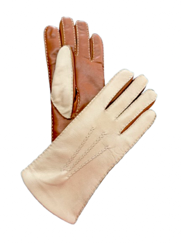  Women's hand-stitched leather gloves, size 6.5, Iv C