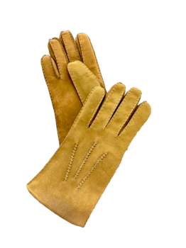 Women's hand-stitched leather gloves – Honey – Size 6.5