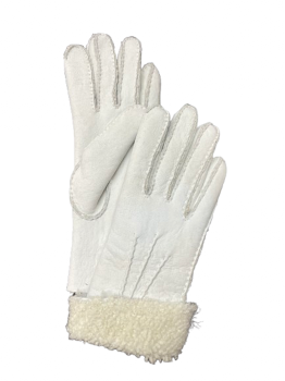  Women's fur gloves PRAKRITI WHITE, sizes 7 and 7.5