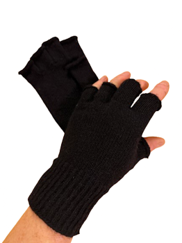 Cashmere knitted fingerless gloves Black heavy