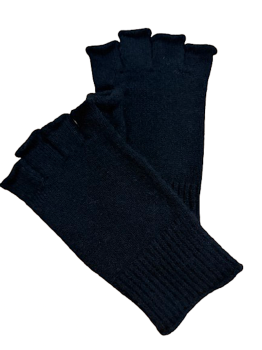 Black cashmere fingerless knit gloves