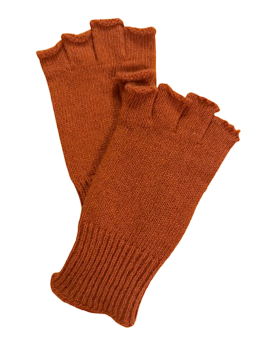 Cinnamon-colored cashmere fingerless gloves