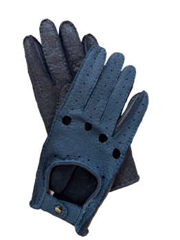 Women's Peccary leather gloves, marine blue, size 8