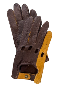 Women's leather gloves Peccary Marron Mustard 7