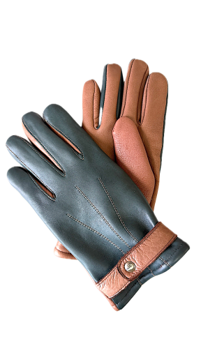  Naravir Men's Leather Gloves Green Camel 8