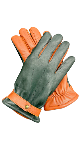  Men's leather gloves Naravir Green with rust 9